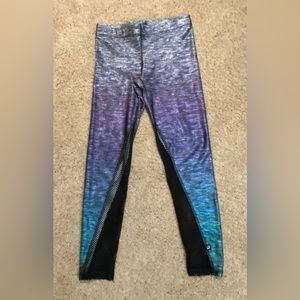 Terez Heathered Ombré Performance Leggings, Purple Pattern. Size M